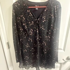 Style & Co. Black Blouse with Red Accent